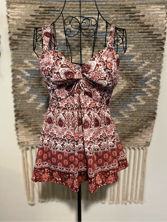 Blue Sol Tops - Blue Sol Bohemian Paisley Tie-Front Tank